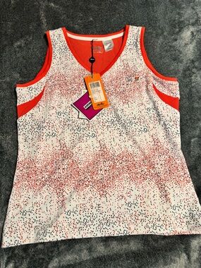 Ellesse Women’s White & Orange Speckled V-Neck Tank